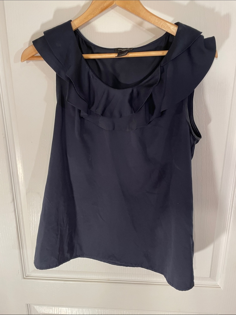 Ann Taylor Navy Ruffle-Trim Sleeveless Camisole